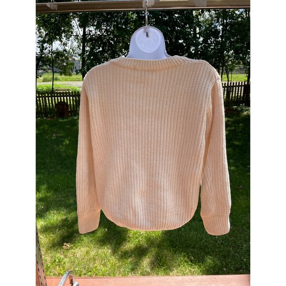 Cream Luv Lane Knit Sweater Womens S 100% Polyester Long Sleeve Pullover - Picture 3 of 8